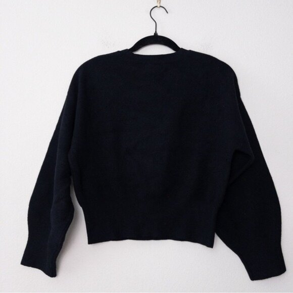 NEW Modern Citizen Balloon Sleeve Knit Sweater M/L Black Cropped Ribbed - Picture 8 of 9